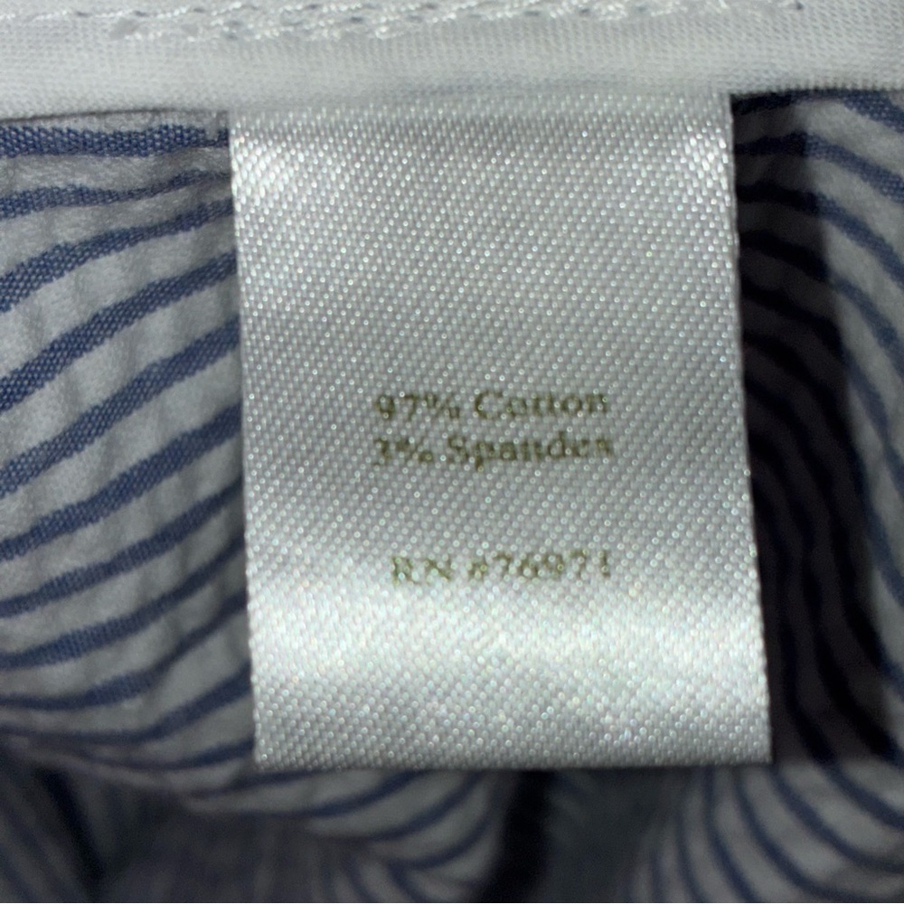 Garnet Hill Womens Blouse Jacket Seersucker Blue White Striped Peplum 8 preppy - Picture 9 of 9